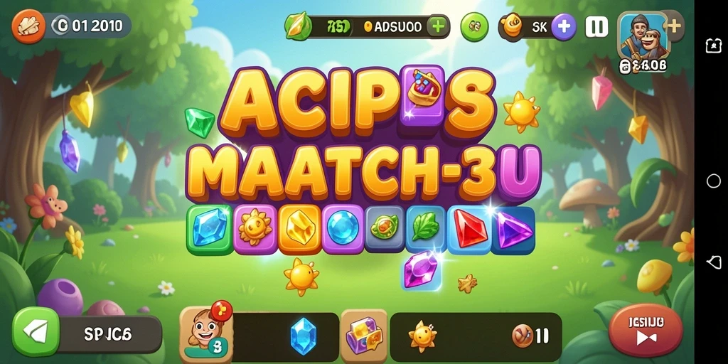 Gameplay seru 6CF dengan tantangan Match-3 yang mengasyikkan.