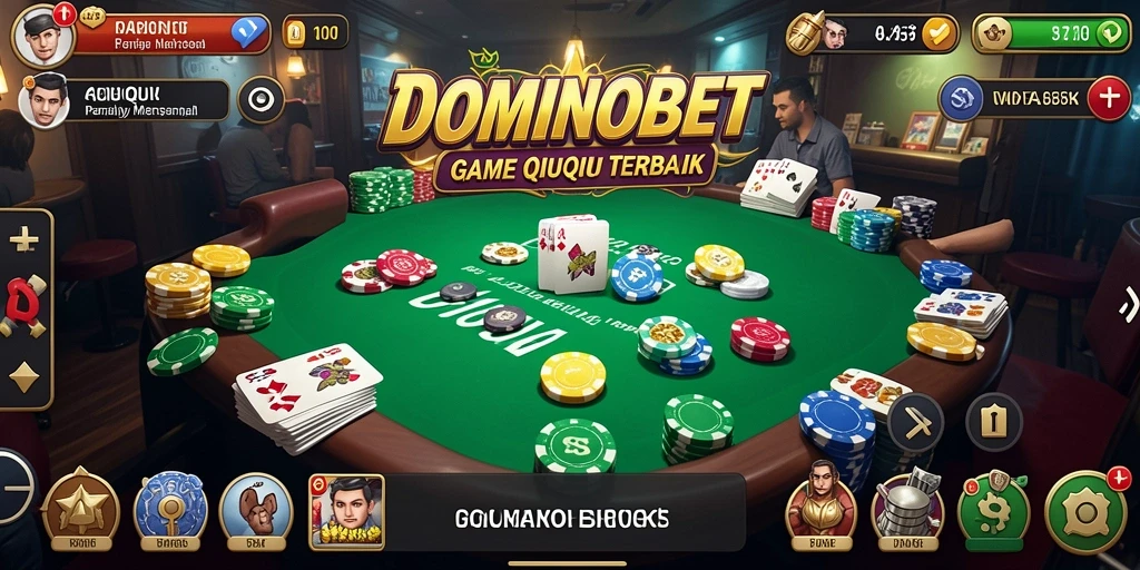 Screenshot gameplay DOMINOBET menampilkan aksi seru permainan QiuQiu.