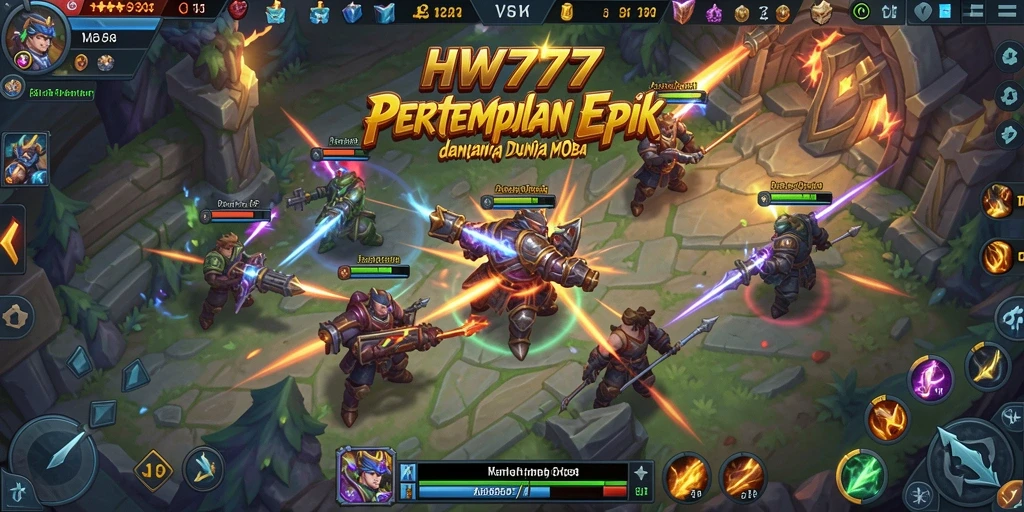 Tangkapan layar HW777 menampilkan aksi pertempuran seru di arena MOBA.