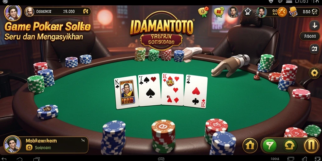 Screenshot permainan IDAMANTOTO menampilkan pengalaman Poker yang seru.