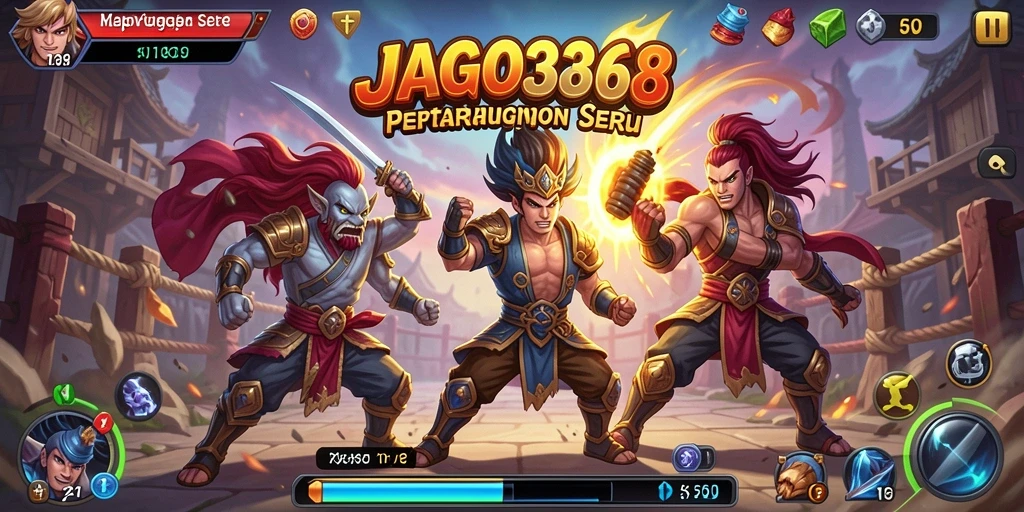 Screenshot gameplay JAGO368 menampilkan pertarungan seru antar karakter.