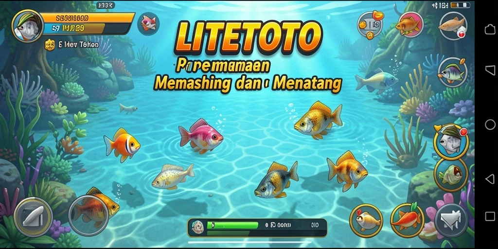Tampilan gameplay seru LITETOTO dengan pengalaman memancing yang interaktif.