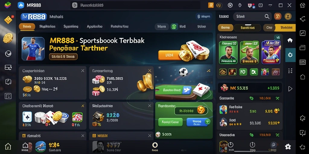 Tampilan grafis taruhan yang menarik dalam gameplay Sportsbook.