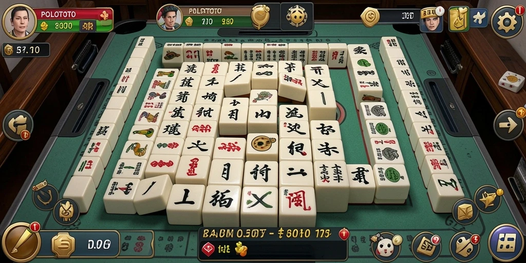 Tampilan gameplay POLOTOTO dengan berbagai ubin Mahjong yang menarik.
