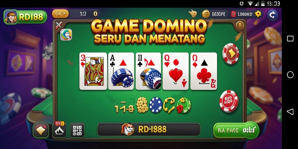 Tampilan gameplay seru di RDI88 dengan pemain bersaing di meja domino.