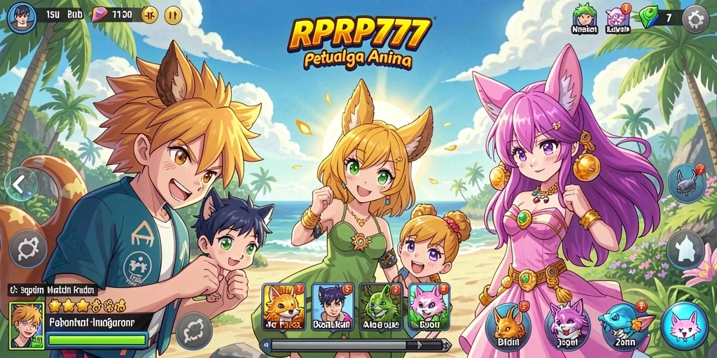 Tampilan gameplay RPRP777 yang penuh aksi dan karakter Anime yang menarik.