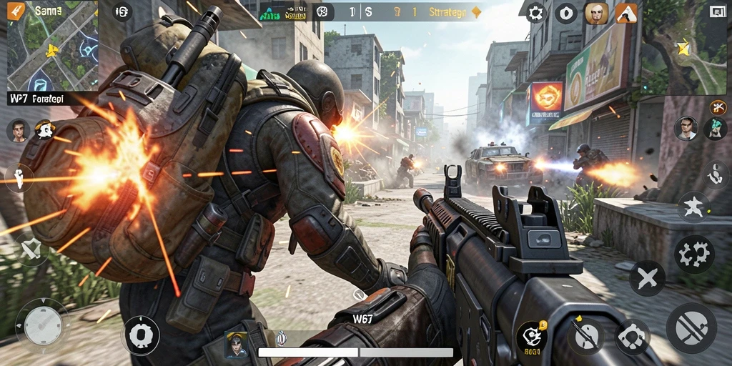 Tampilan aksi intens dalam gameplay W67 yang menegangkan.