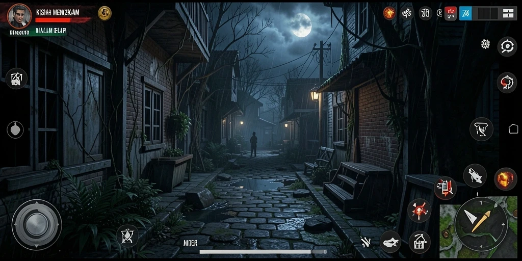 Screenshot ZK7 menampilkan gameplay menegangkan di suasana gelap.